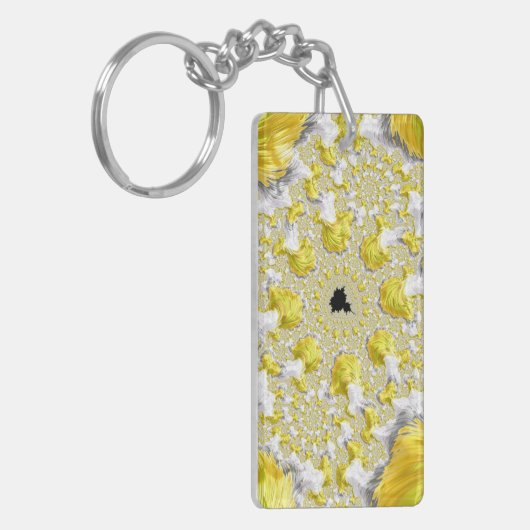 Abstract Golden Yellow Symmetrical Fractal Sleutelhanger (Voorkant Links)