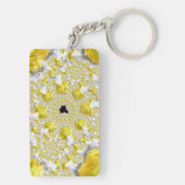 Abstract Golden Yellow Symmetrical Fractal Sleutelhanger (achterkant)