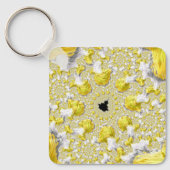 Abstract Golden Yellow Symmetrical Fractal Sleutelhanger (Voorkant)
