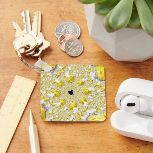 Abstract Golden Yellow Symmetrical Fractal Sleutelhanger (Bureau)