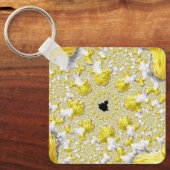 Abstract Golden Yellow Symmetrical Fractal Sleutelhanger (Voorkant)