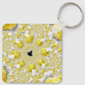 Abstract Golden Yellow Symmetrical Fractal Sleutelhanger (Achterkant)
