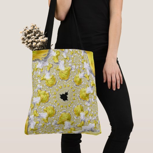 Abstract Golden Yellow Symmetrical Fractal Tote Bag (Dichtbij)