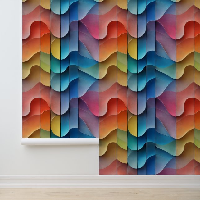 Abstract Golfkleurig Patroon Behang (Applicatie)