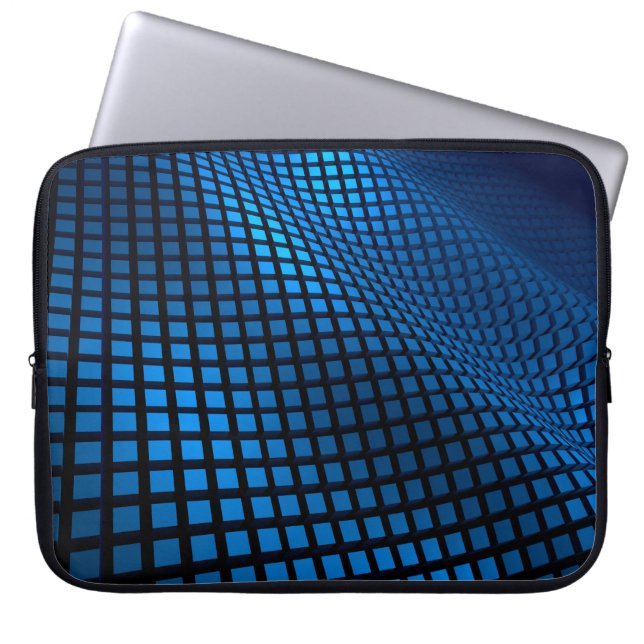 Abstract golfontwerp blauw laptop sleeve (Voorkant)