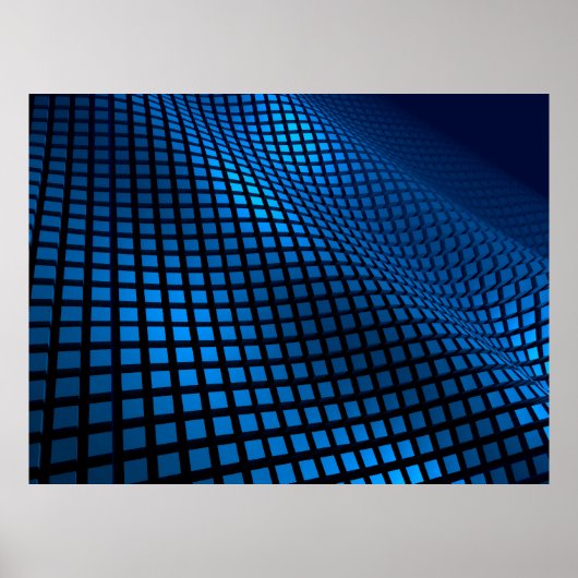 Abstract golfontwerp blauw poster (Voorkant)