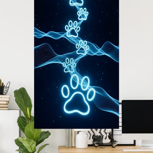 Abstract golfpatroon met pootafdruk poster (Thuiskantoor)