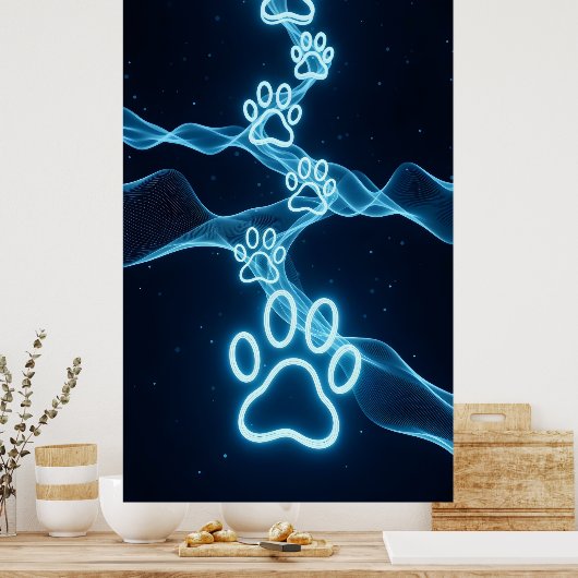 Abstract golfpatroon met pootafdruk poster (Keuken)