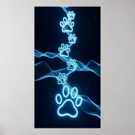 Abstract golfpatroon met pootafdruk poster