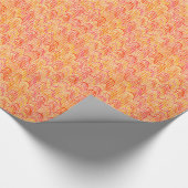 Abstract golfpatroon - oranje, koraal en goud cadeaupapier (Hoek)