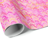 Abstract golfpatroon - roze, oranje en fuchsie cadeaupapier (Rol Hoek)