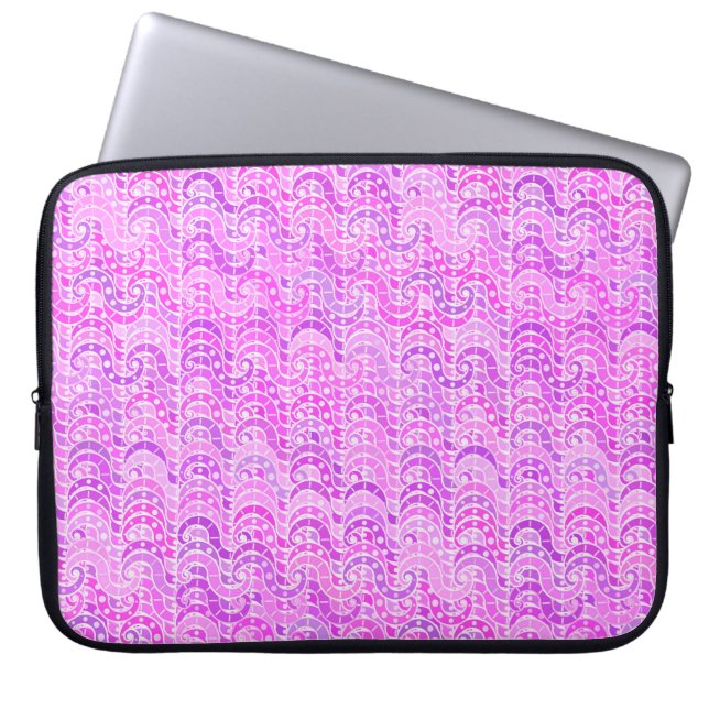 Abstract golfpatroon - violet, lavender, orchidee laptop sleeve (Voorkant)