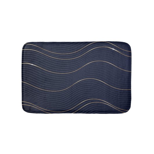 Abstract golvend blauw goud lijnen patroon badmat (Voorkant)