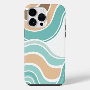 Abstract golvend bruin/blauw/tan iPhone/iPad geval iPhone 14 Pro Max Hoesje