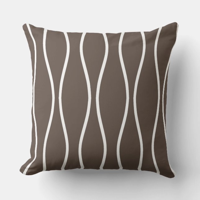 Abstract golvend geometrisch patroon op beige kussen (Voorkant)