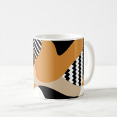 Abstract golvend:  zwart patroon koffiemok (Voorkant rechts)