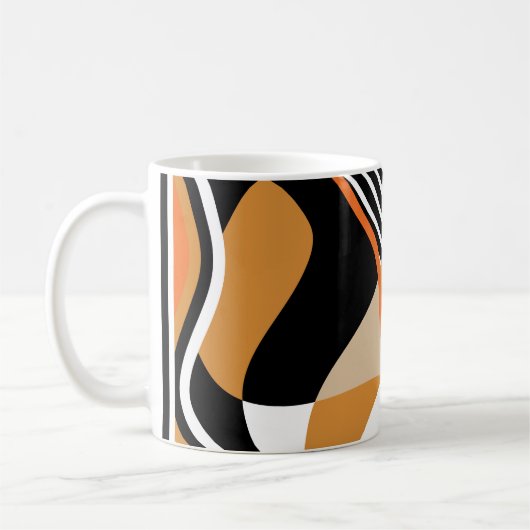 Abstract golvend:  zwart patroon koffiemok (Links)