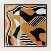 Abstract golvend: zwart patroon legpuzzel (Horizontaal)