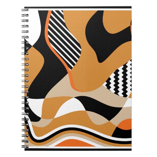 Abstract golvend:  zwart patroon notitieboek (Voorkant)