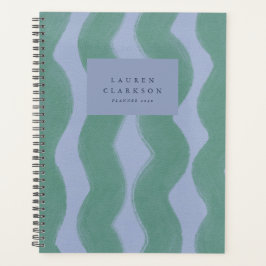 Abstract golvende streep groene lavendel planner