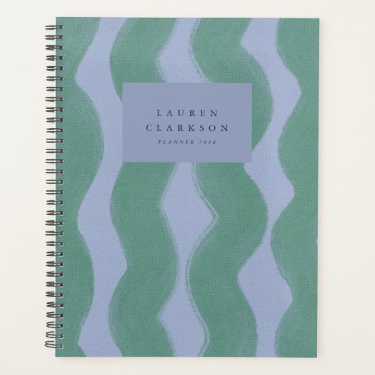 Abstract golvende streep groene lavendel planner (Voorkant)