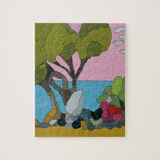 Abstract gordelglas legpuzzel (Verticaal)