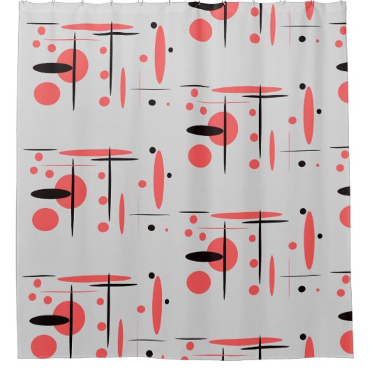 Abstract gordijn met rood, zwart en wit (Voorkant)