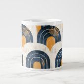 Abstract Goud Blauw en Wit Grote Koffiekop (Voorkant)