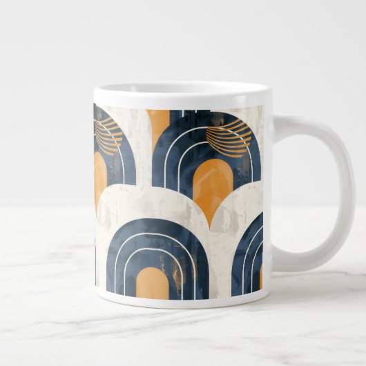 Abstract Goud Blauw en Wit Grote Koffiekop (Rechts)