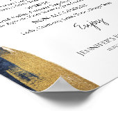 Abstract Goud Blauw Vrijgezellenfeest Drinken Menu Poster (Hoek)