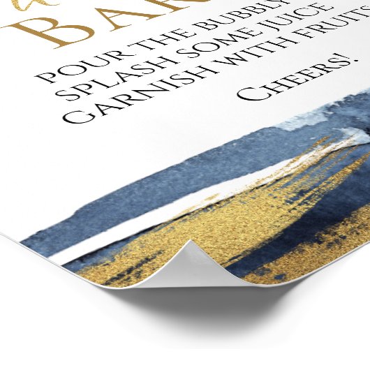 Abstract Goud Blauw Vrijgezellenfeest Mimosa Bar T Poster (Hoek)