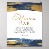 Abstract Goud Blauw Vrijgezellenfeest Mimosa Bar T Poster (Voorkant)