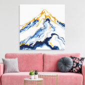 Abstract Goud & Blauwe Marmeren Berg Canvas Kunst (Insitu (Woonkamer))