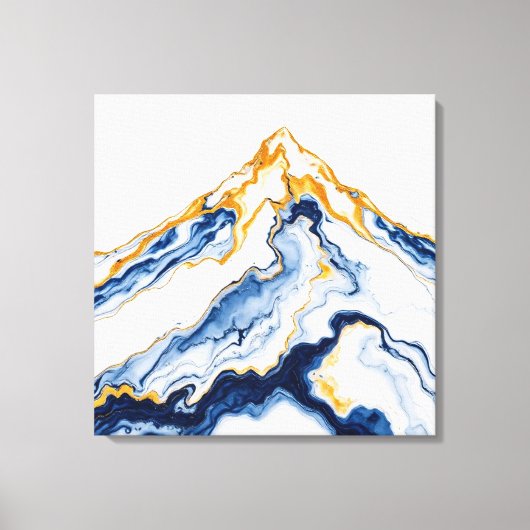 Abstract Goud & Blauwe Marmeren Berg Canvas Kunst (Voorkant)