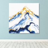 Abstract Goud & Blauwe Marmeren Berg Canvas Kunst (Insitu (Houten vloer))