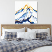 Abstract Goud & Blauwe Marmeren Berg Canvas Kunst (Insitu (Slaapkamer))