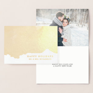 Abstract goud   Elegant Prettige feestdagen met fo Folie Kaarten