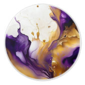 Abstract goud en amethist keramische knop (Voorkant)