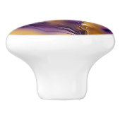 Abstract goud en amethist keramische knop (Zijkant)