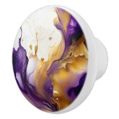 Abstract goud en amethist keramische knop (Rechts)