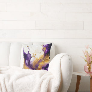 Abstract Goud en Amethist Kussen