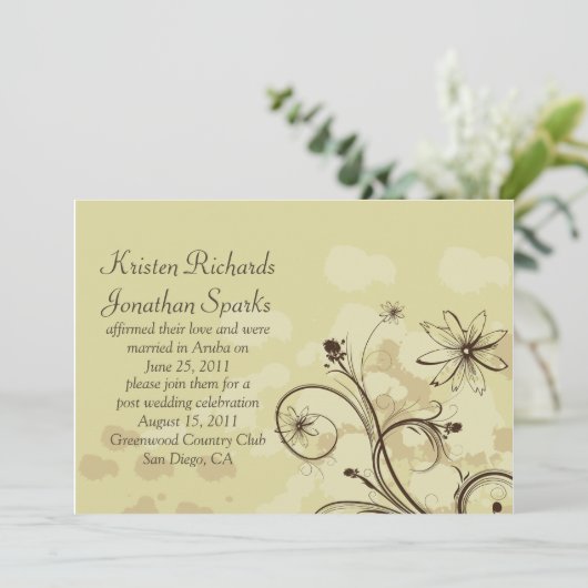 Abstract goud en bruin na huwelijksfeest kaart (Staand voorkant)