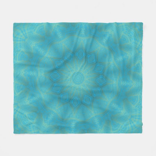 Abstract Goud en Helderblauw Kaleidoscoop Fleece Deken (Voorkant (Horizontaal))