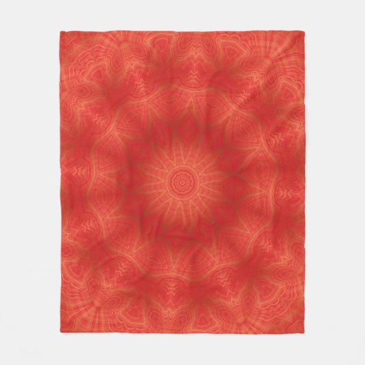 Abstract Goud en Rood Kaleidoscooppatroon Fleece Deken (Voorkant)