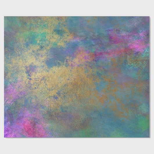 Abstract goud en roze op blauw cadeaupapier (Vlak)