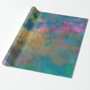 Abstract goud en roze op blauw cadeaupapier