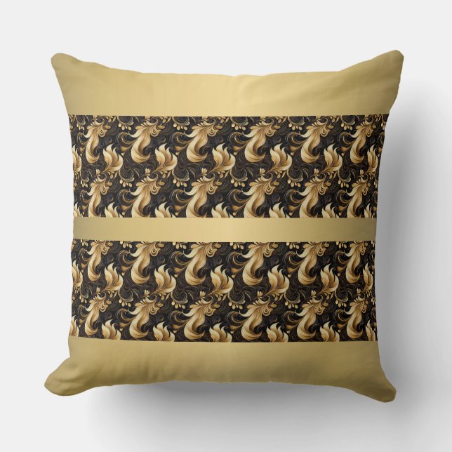 Abstract Goud en Zwart Kussen (Voorkant)