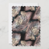 Abstract goud en zwart met veren 50e verjaardag kaart (Achterkant)