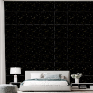 Abstract Goud en Zwart Vierkant Patroon Wallpaper Behang