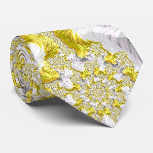 Abstract goud-gele symmetrische fractal stropdas (Opgerold)